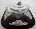 Glass and Wood Honey Dish