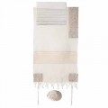Yair Emanuel Embroidered Cotton Tallit –The Matriarches in  silver THE-6