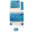 Yair emanuel Cotton and Silk Tallit – Vista in turquoise TWS-2