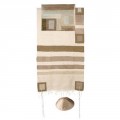 Yair emanuel Raw Silk Tallit with stripes – Gold  TRS-6