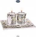 Jerusalem Chamsa Candlesticks with Tray