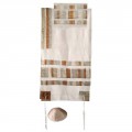 Yair emanuel Raw Silk Appliqued Stripes Tallit – Gold TRA-2