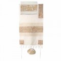 Yair Emanuel Embroidered Cotton Tallit –  Jerusalem in gold TFE-5