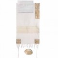 Yair Emanuel Embroidered Cotton Tallit – Jerusalem in gold THE-3