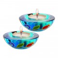 Glass and Crystal Candle holder - pomegranate