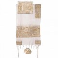 Yair emanuel Completely Embroidered Tallit – Jerusalem in gold 18" x 77"   TNE-2