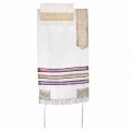 Yair emanuel Organza Tallit – White and Gold 17" x 72"   TAR-5