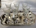 silverplate and crystal liquer set
