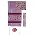 Yair emanuel Embroidered Raw Silk Tallit - The Matriarchs embroidered pink TFA-10