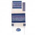 Yair emanuel Cotton and Silk Tallit – Thw twelve Tribes in blue TWS-9
