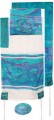 Yair emanuel Hand-Painted Silk Tallit – Jerusalem Vista blue  21" x 77"  TS-6