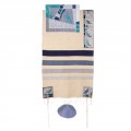 Yair emanuel Raw Silk Appliqued Tallit – Birds TSD-1