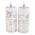 Ceramic Pillars Candle Holder - Jerusalem of Gold